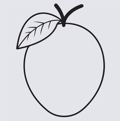 alphonso mango line art icon silhouette vector art illustration