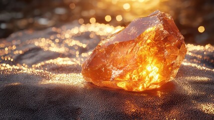 Orange Rock Mineral on Velvet Surface