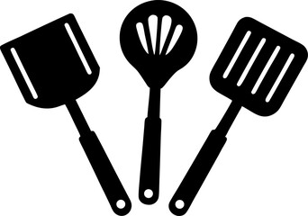 Spatula Set Silhouette Vector Illustration 