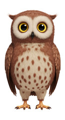 Naklejka premium 3D Rendering of a Cartoon Owl Character on Black Background png, isolated on trasparent background