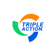 Triple action 3x icon logo badge