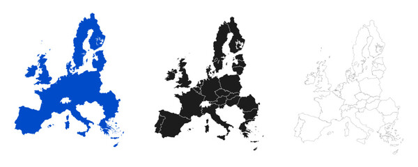 Map of Europe set with division of country, European Union