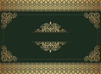 Elegant Golden Vintage Frame with Ornate Border and Green Background