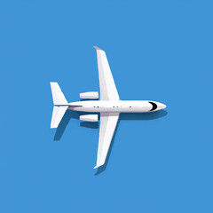 Private Jet Flying in Blue Sky Illustration

