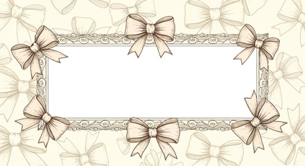 Elegant Beige Bow Frame  Blank Template for Design Projects