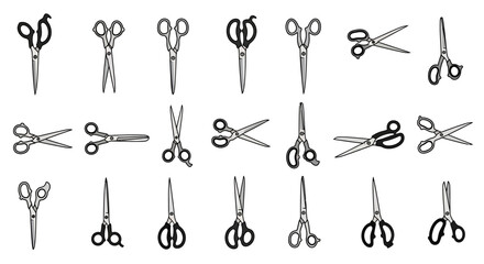 Naklejka premium Collection of Scissors Illustrations Diverse Styles and Designs