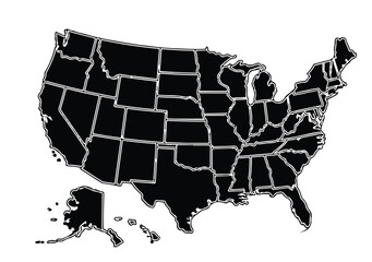 USA map with states isolated on a white background. United States of America map. Vector illustration.