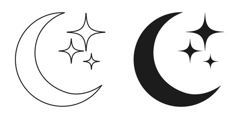 Obraz premium Moon and stars flat icon isolated