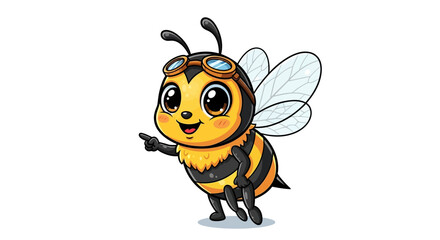 Fototapeta premium Adorable Cartoon Bee Pilot Vector Illustration of a Cute Bee Wearing Goggles