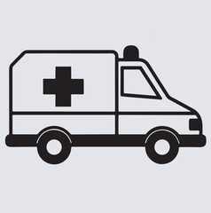ambulance line art icon silhouette vector art illustration, ambulance car vector illustration