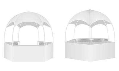 outdoor promotional display tent, dome canopy stand, vector illustration isolated on white background. © Zhee-Graphic