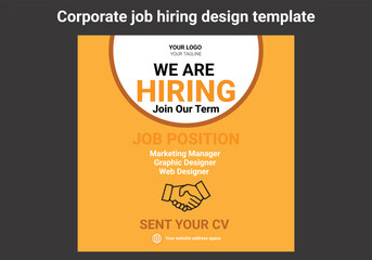 Job vacancy hiring flyer or poster design for social media circular post banner template We are hiring Job advertisement flyer, We are hiring job vacancy poster design 