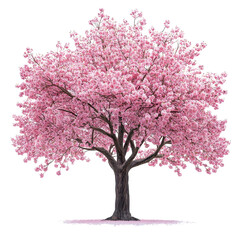 Obraz premium A tree with pink blossoms,Cherry Tree Isolated on transparent background