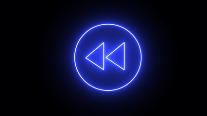 Simple rewind button illustration with smooth motion on a black background.