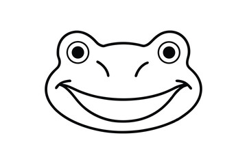 Smiling Frog Head Cute Amphibian Animal Drawing Line Art