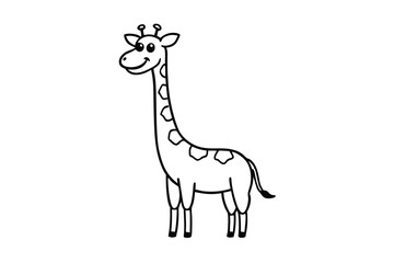 Giraffe with Long Neck Smiling Jungle Animal Line Art