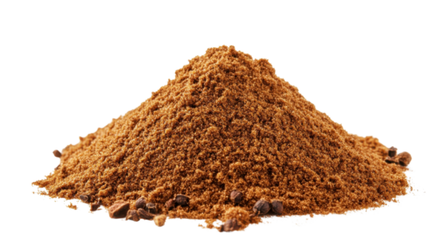 Garam masala ground flying minced spice blend isolated on white background 