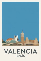 Retro Travel Poster of Valencia