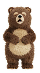 Illustration of a Cartoon Brown Bear on a Black Background png, isolated on trasparent background