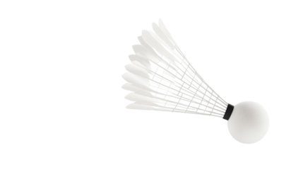 Badminton ball in fly isolated on white background 