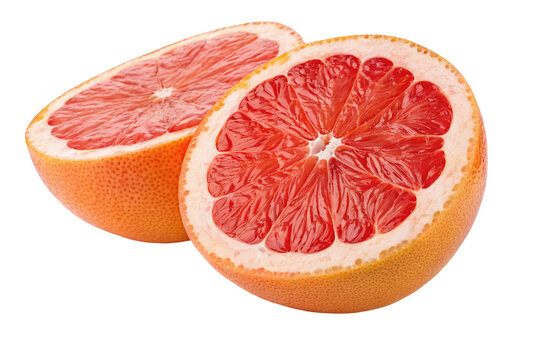 Fresh grapefruit halves for healthy eating and vitamin c boost in bright pink citrus fruit diet plan food - Powered by Adobe
