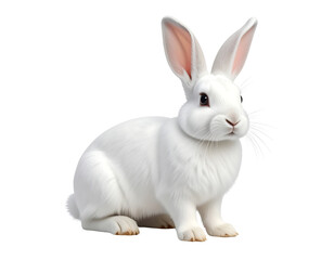 Obraz premium An adorable white rabbit, perfect for pet or nature-themed designs, against a crisp PNG background.