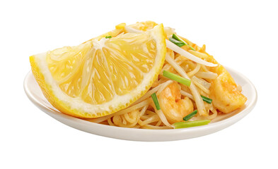 Delicious pad thai with shrimp and lemon wedge perfect for dinner or lunch thai food recipe idea 100 char