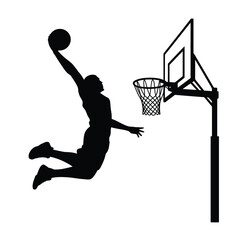 Powerful Basketball Dunk Silhouette Illustration