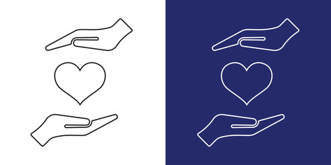 Charity icon. Hand holding heart, love, compassion, giving, support, care, help, charity, kindness, altruism. EPS 10.