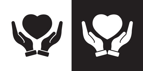 Heart in hand icon showing care and support, perfect for healthcare providers, charities, and community organizations. EPS 10.