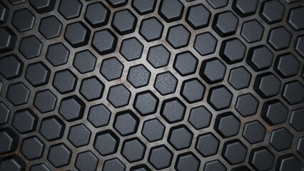 Fototapeta premium Black hexagonal pattern with glossy finish