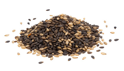 Black and white sesame seeds close up shot for healthy eating and cooking ingredient stock photo image