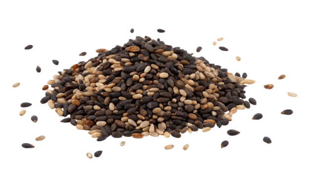 Sesame seeds black and white mix close up macro shot for healthy eating and cooking ingredient concept