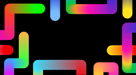 Abstract colorful neon lines, dynamic 3D gradient rainbow line shapes, fluid design, multicolored geometric maze loop stripes - stock vector