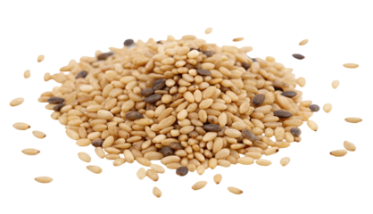 Sesame seeds bulk close up shot for healthy eating and cooking ingredient on black background top view flat lay