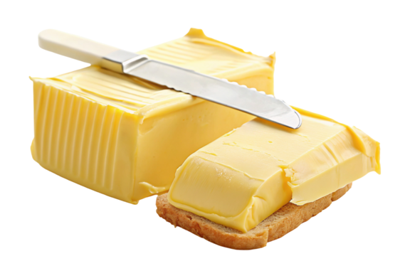 Butter block on bread with knife spread dairy product fresh breakfast food photography recipe delicious 100