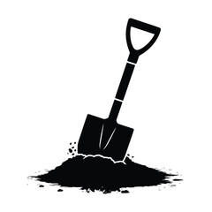 Gardening Shovel Black Silhouette Illustration