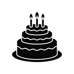 Three-Tiered Birthday Cake with Candles Delicious Celebration Icon