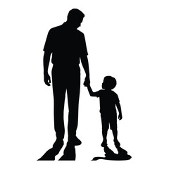 Father and Son Walking Hand in Hand Silhouette