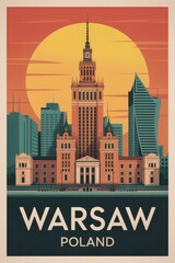 Retro Warsaw Travel Poster