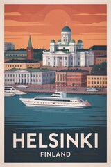 Retro Helsinki Travel Poster