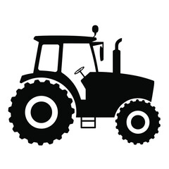 Powerful Farm Tractor Icon Agriculture Machinery Silhouette