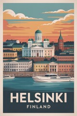 Retro Helsinki Travel Poster