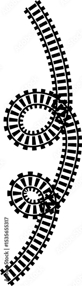 Poster railway train track vector route. rail line, subway map, and railroad elements for game ui and graph