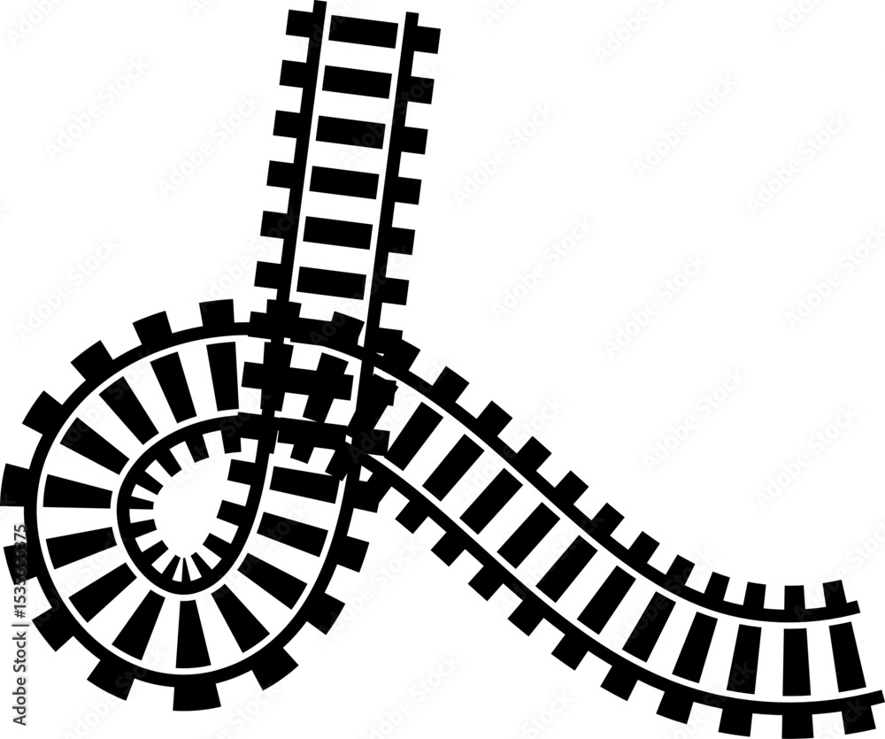 Poster railway train track vector route. rail line, subway map, and railroad elements for game ui and graph