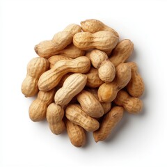 Healthy whole peanuts in shells, natural snack arranged on white background