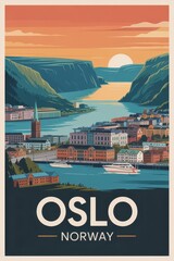 Vintage Oslo Travel Poster