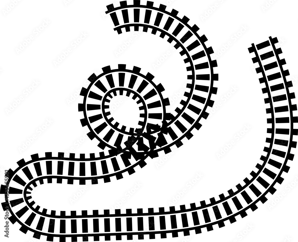 Poster railway train track vector route. rail line, subway map, and railroad elements for game ui and graph