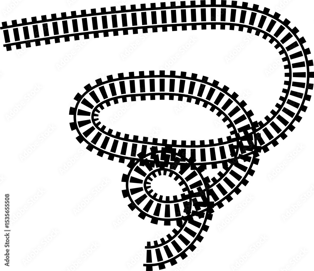 Poster railway train track vector route. rail line, subway map, and railroad elements for game ui and graph