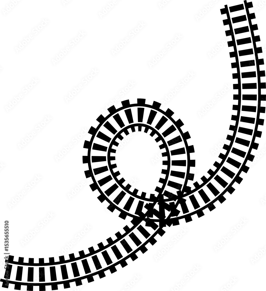 Poster railway train track vector route. rail line, subway map, and railroad elements for game ui and graph